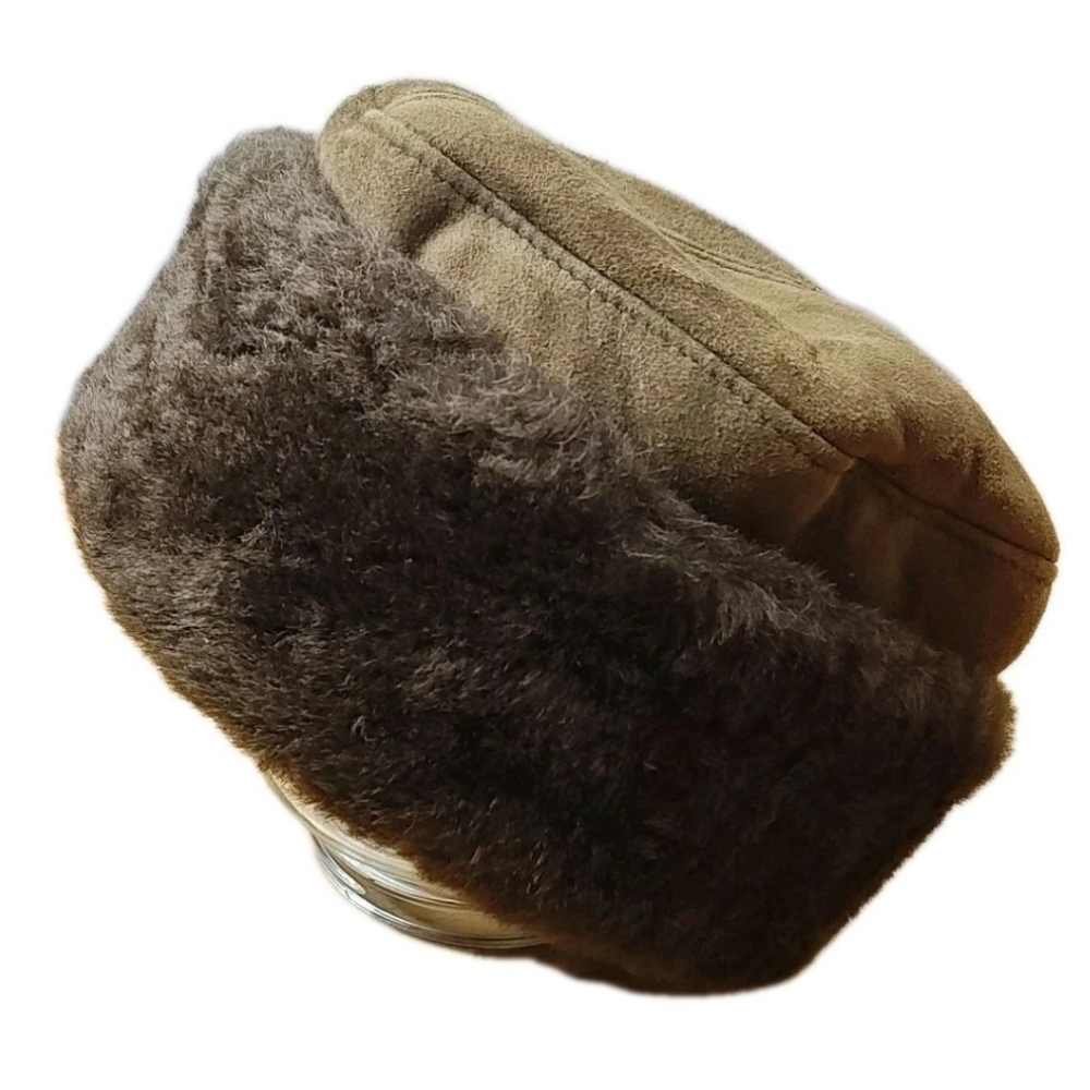 Susan Bradford Brown Suede Cossack Hat Fur Lined Winter Snow Cap Vermont USA O/S